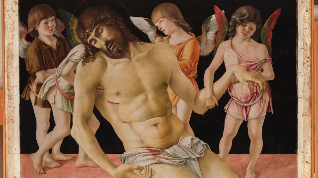 Giovanni Bellini, Pietà, il dipinto dopo l’intervento di restauro a cura di Lucia Tito Foto Matteo De Fina, Museo della Città “Luigi Tonini”, Rimini, per gentile concessione